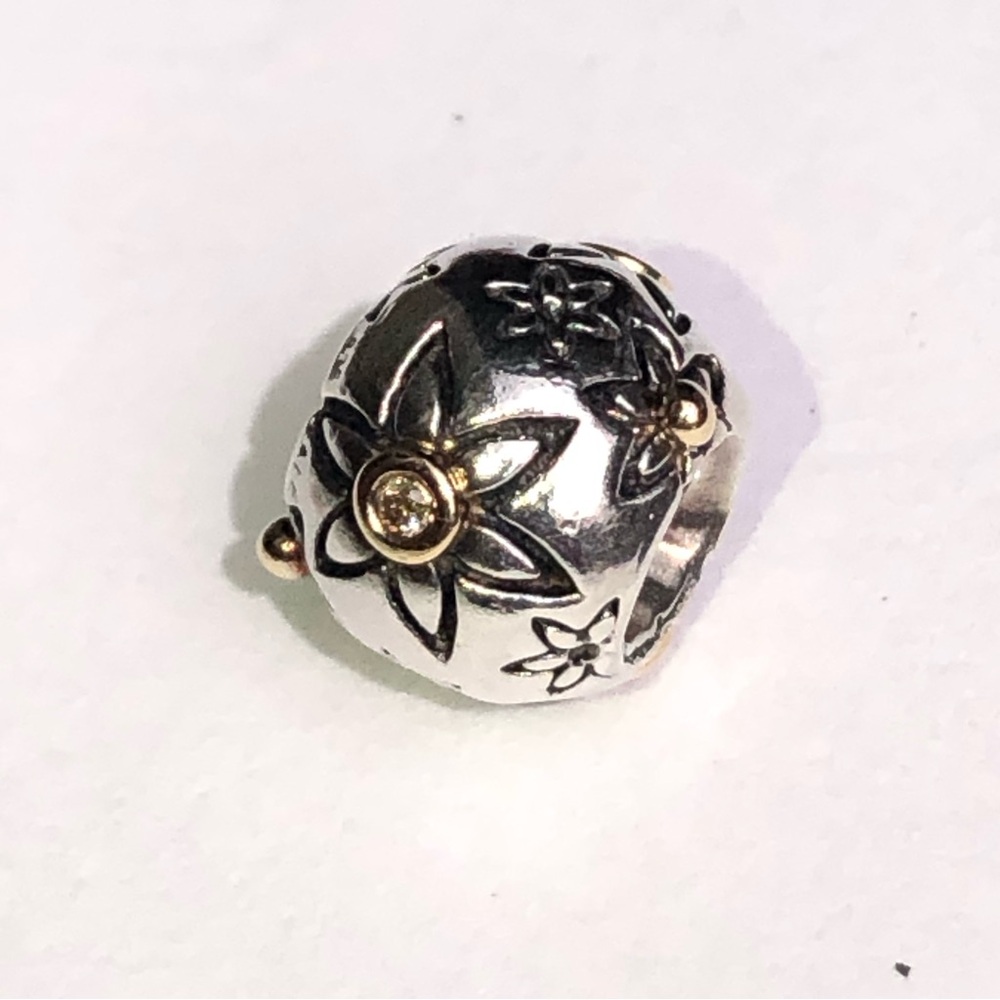 Pandora 14k Diamond Flower Power Charm 925 Ale